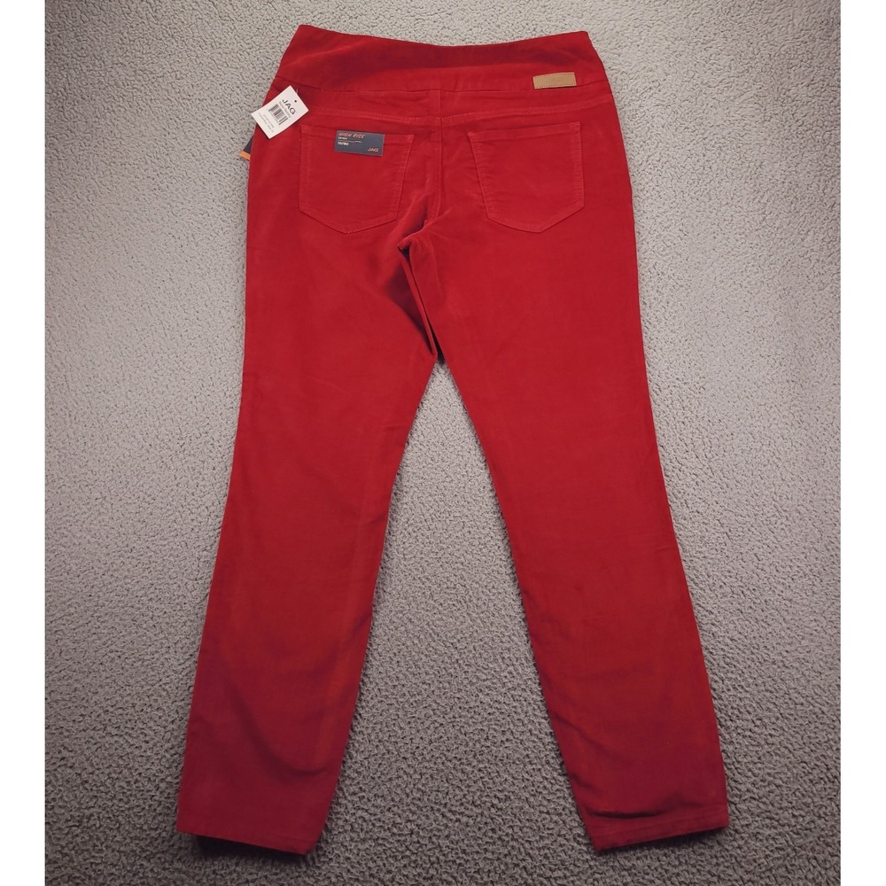 JAG Pants Size 10/30 Red Nora Skinny Pull On Soft Touch Velveteen NEW
